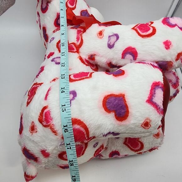 Scented Teddy Bear Plush 17" Pink Red Hearts Sewn Eyes Shiny Feet Stuffed Toy - Picture 9 of 9
